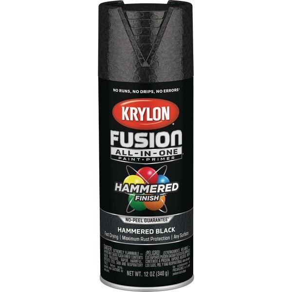 6-Krylon Fusion All-In-One Hammered Spray Paint & Primer Black Model: K02782007