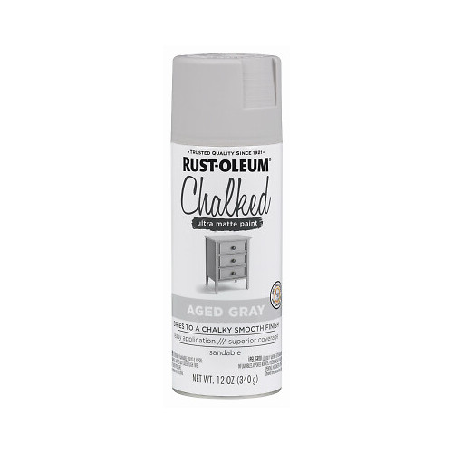 Rust-Oleum 302592 Chalked Spray Paint, Ultra Matte, Aged Gray, 12-oz. – Quantity