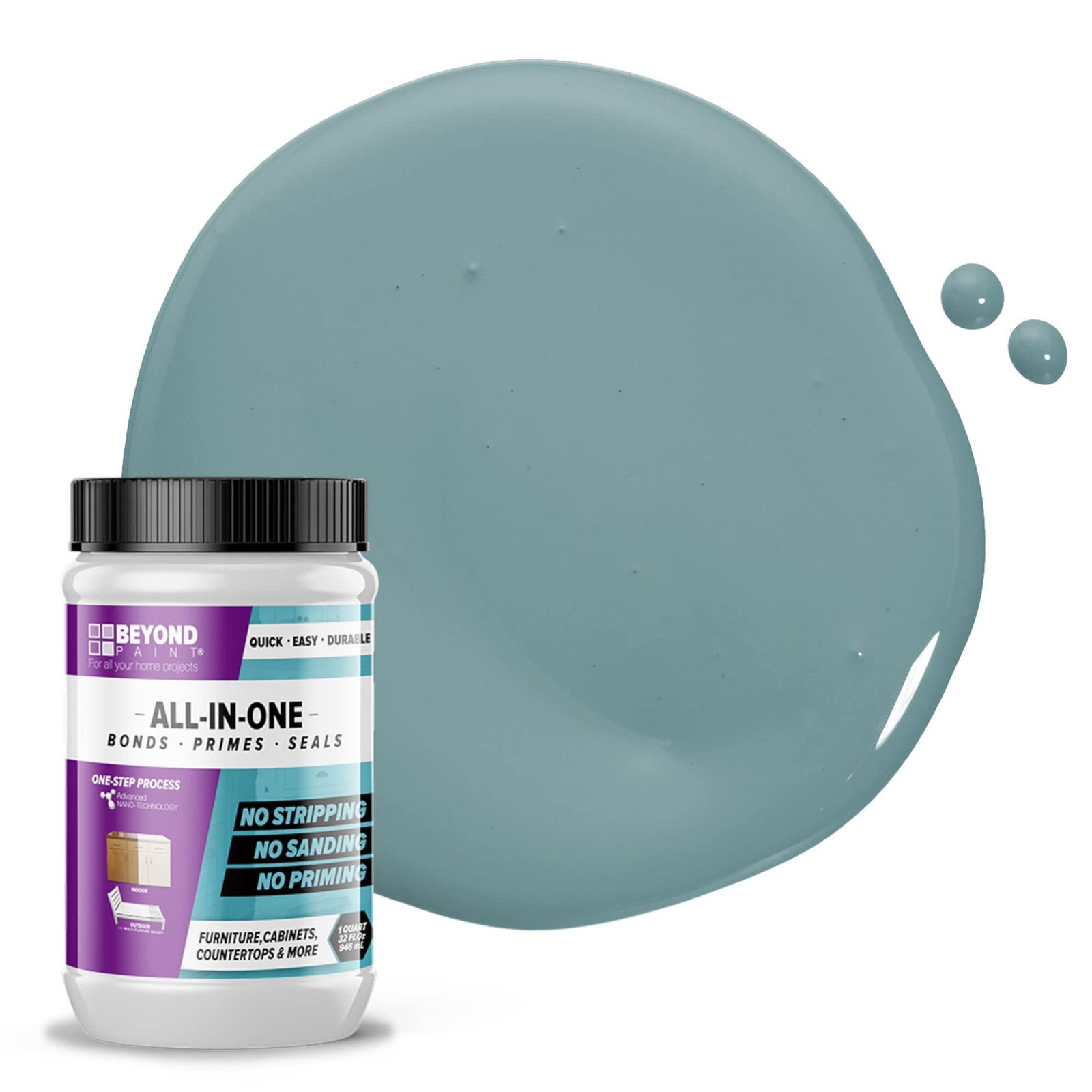 Beyond Paint All-in-One Refinishing Paint, Quart, Nantucket, No Sanding/Strippin