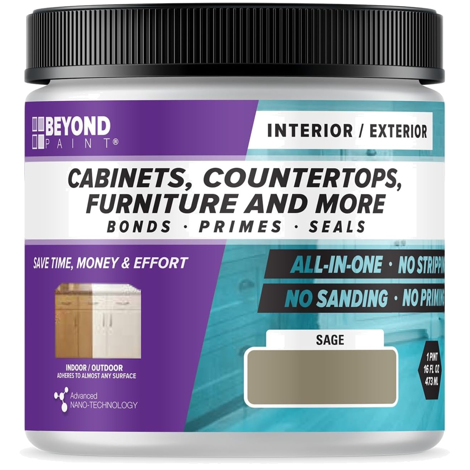 All-in-One Paint for Cabinets – Sage Matte Finish, 1 Pint