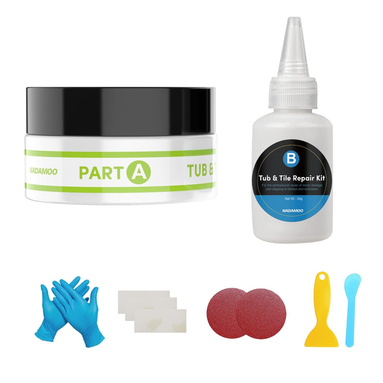 Tub and Tile Repair Kit – White Shower Fix for Fiberglass, Porcelain, Ceramic, A