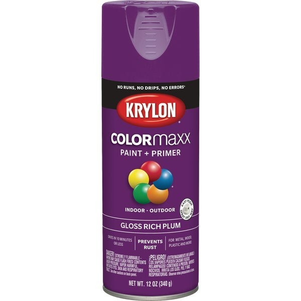 6-Krylon Colormaxx Gloss Spray Paint & Primer, Rich Plum Model: K05536007