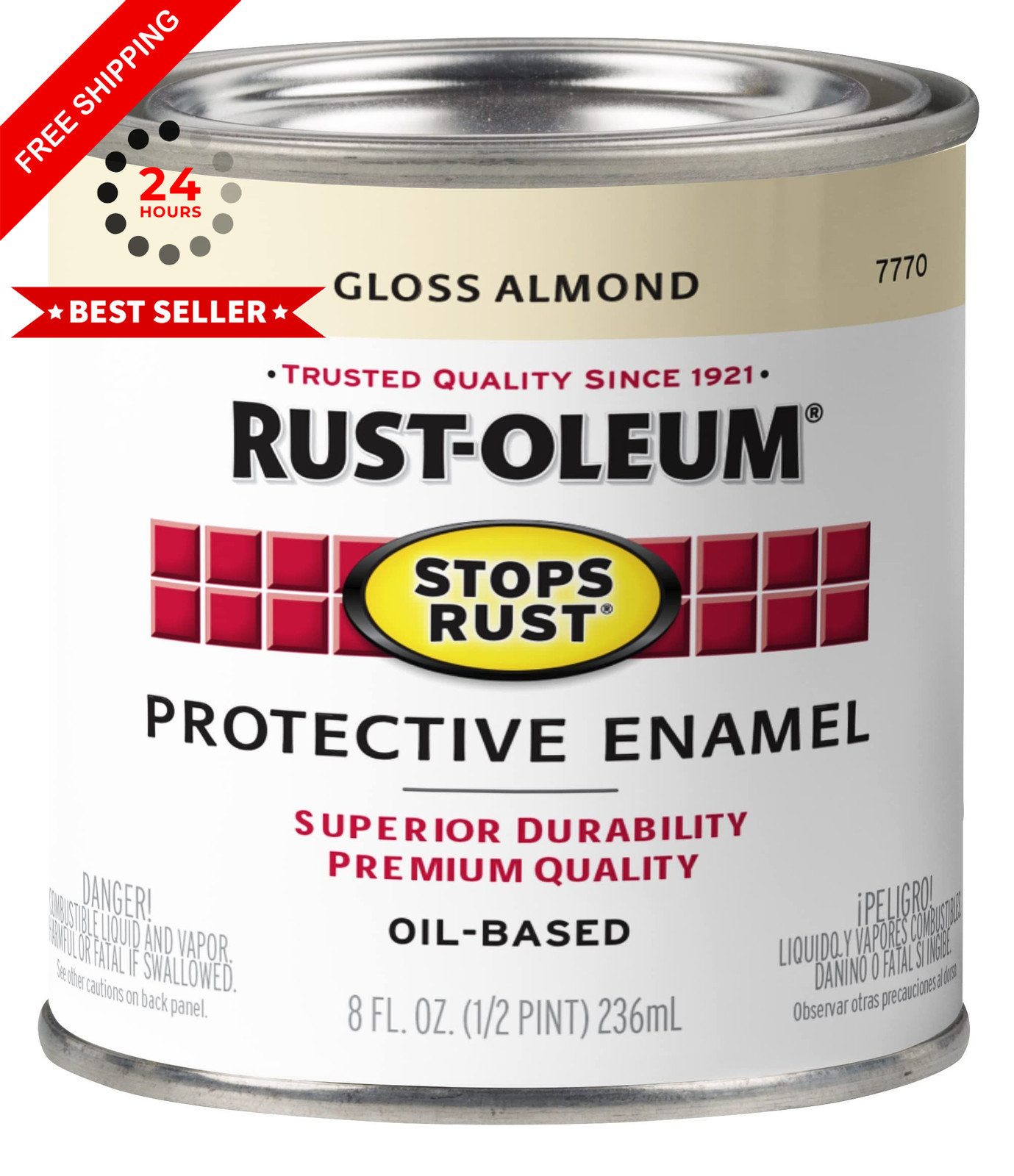Rust-Oleum 7770730 Stops Rust Brush On 8 Fl Oz (Pack of 1), Gloss Almond