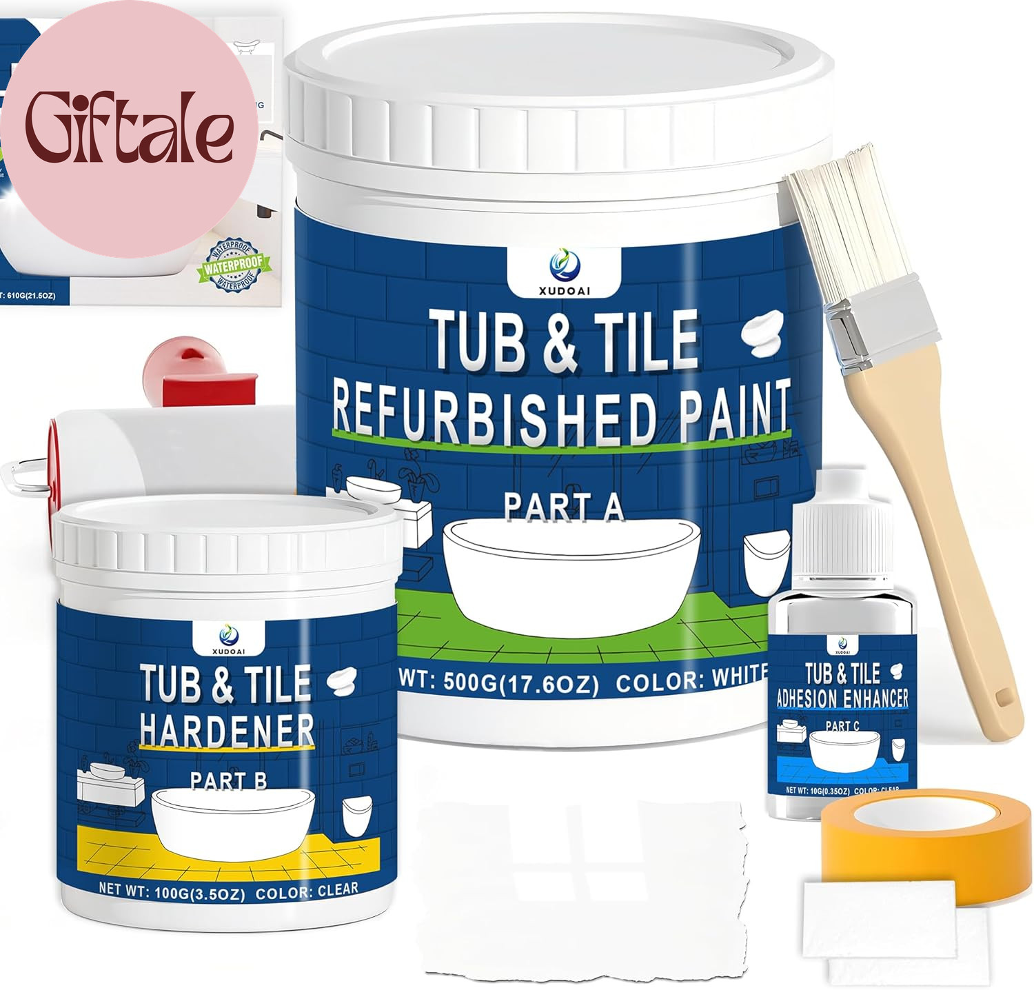 Bathtub Refinishing Kit Gloss White 21.5Oz Tub Paint Reglazing, Tub and Tile Ref