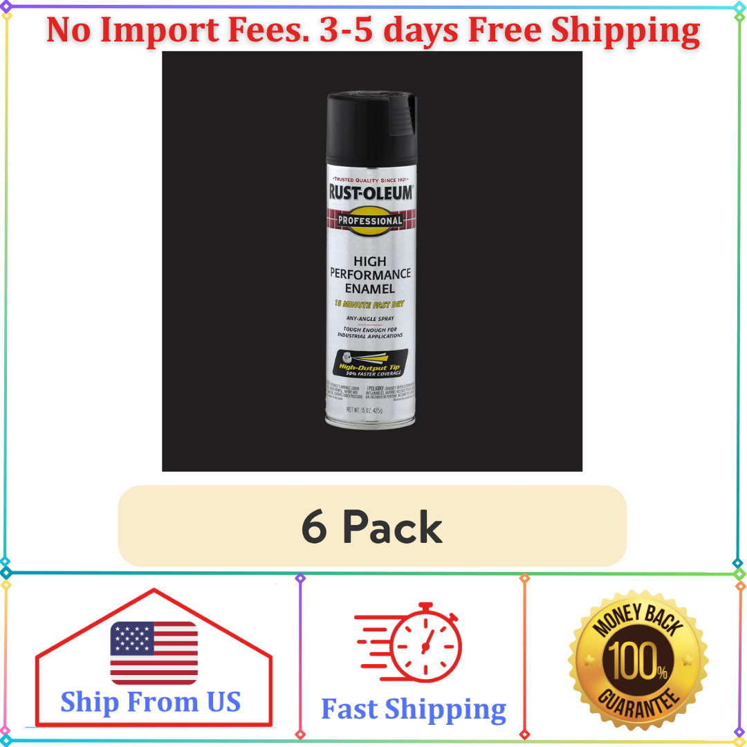 Rust-Oleum 7578838 Rust Preventative Spray Paint, Black, Flat, Solvent, 15Oz 6Pk