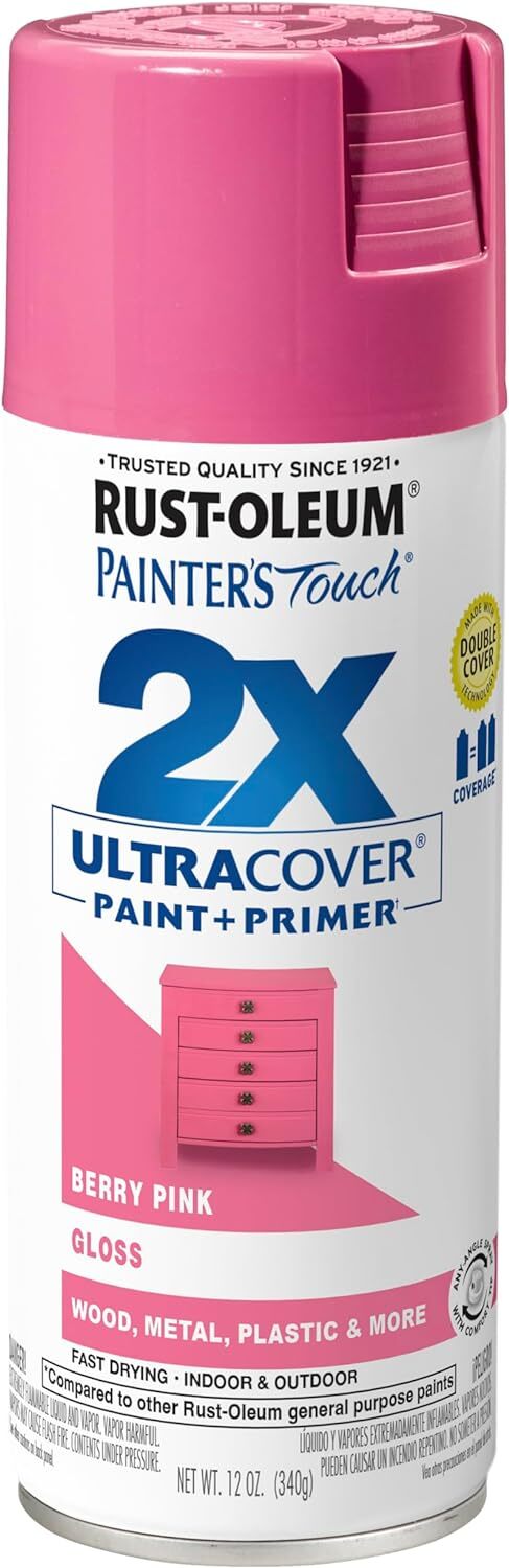Rust-Oleum 249123 Painter’s Touch 2X Ultra Cover, 12 Oz, Gloss Berry Pink