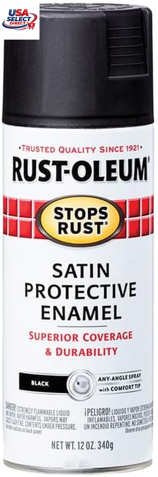Stops Rust Spray Paint 12 Oz Satin Black 6 Pack