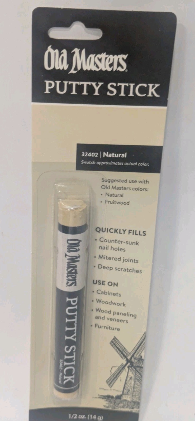 Old Masters 32402 Natural Putty Stick 0.5 oz – Wood Finish Repair Fill