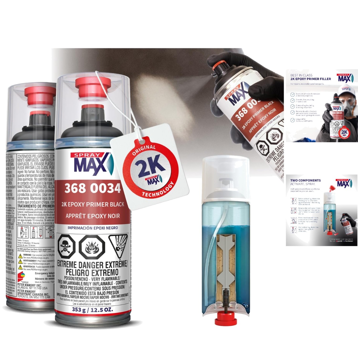 Professional Grade 2K Epoxy Primer – Aerosol Spray for Metal Surfaces 12.5oz