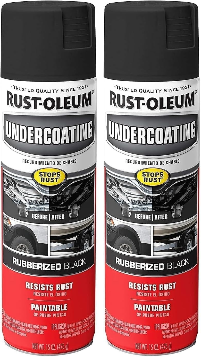 Rust-Oleum 248657 Rubberized Undercoating Spray, 15 oz, Black (Pack of 2)