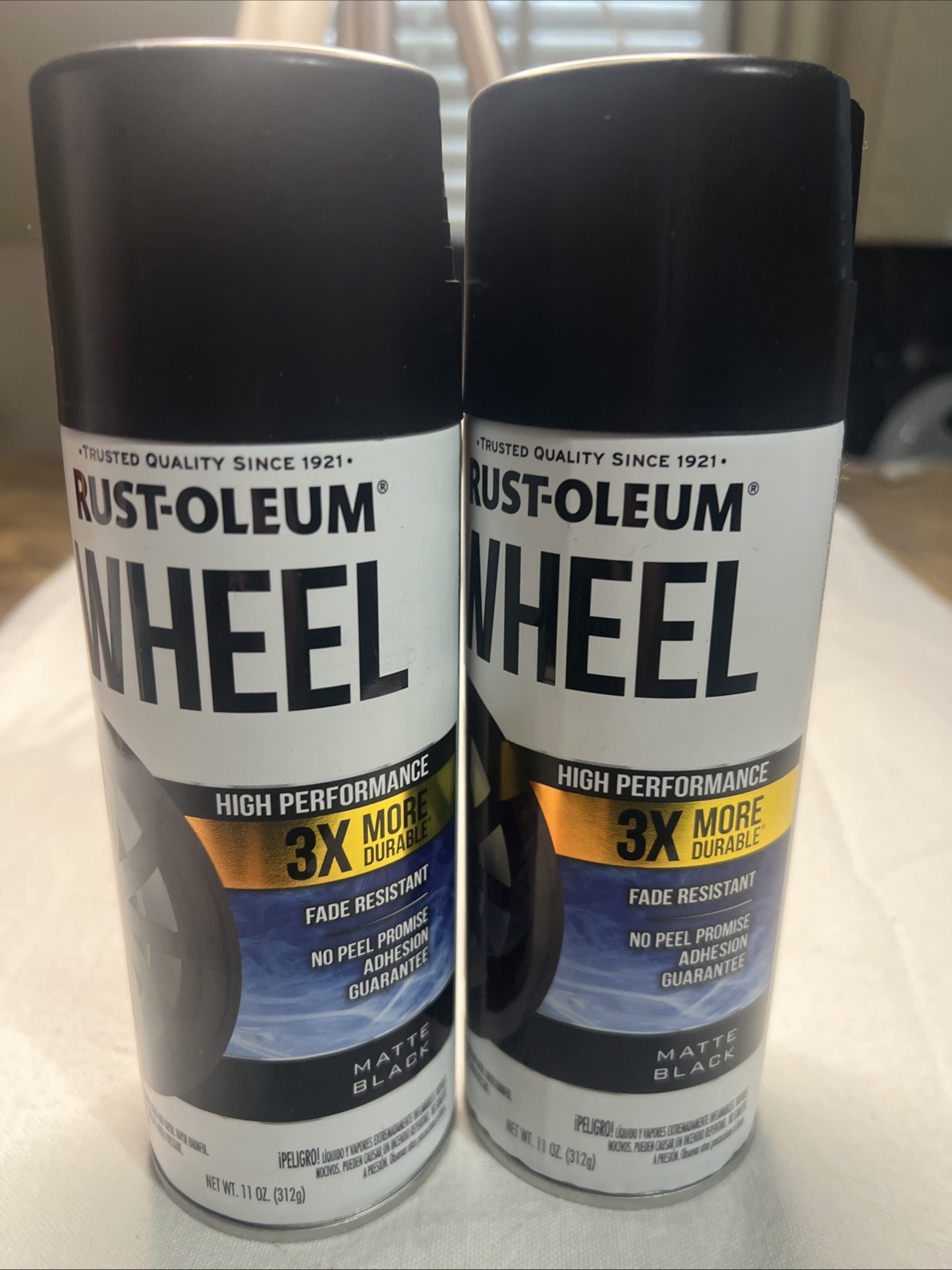 3 Cans of Rust-Oleum High Performance Wheel Coating Spray Paint Matt Black 11 oz