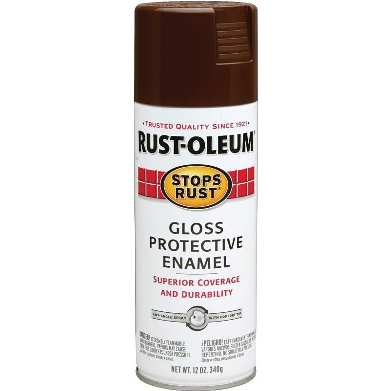 Rust-Oleum 7775830 Rust Preventative Spray Paint, Gloss, Leather Brown, 12 oz, C
