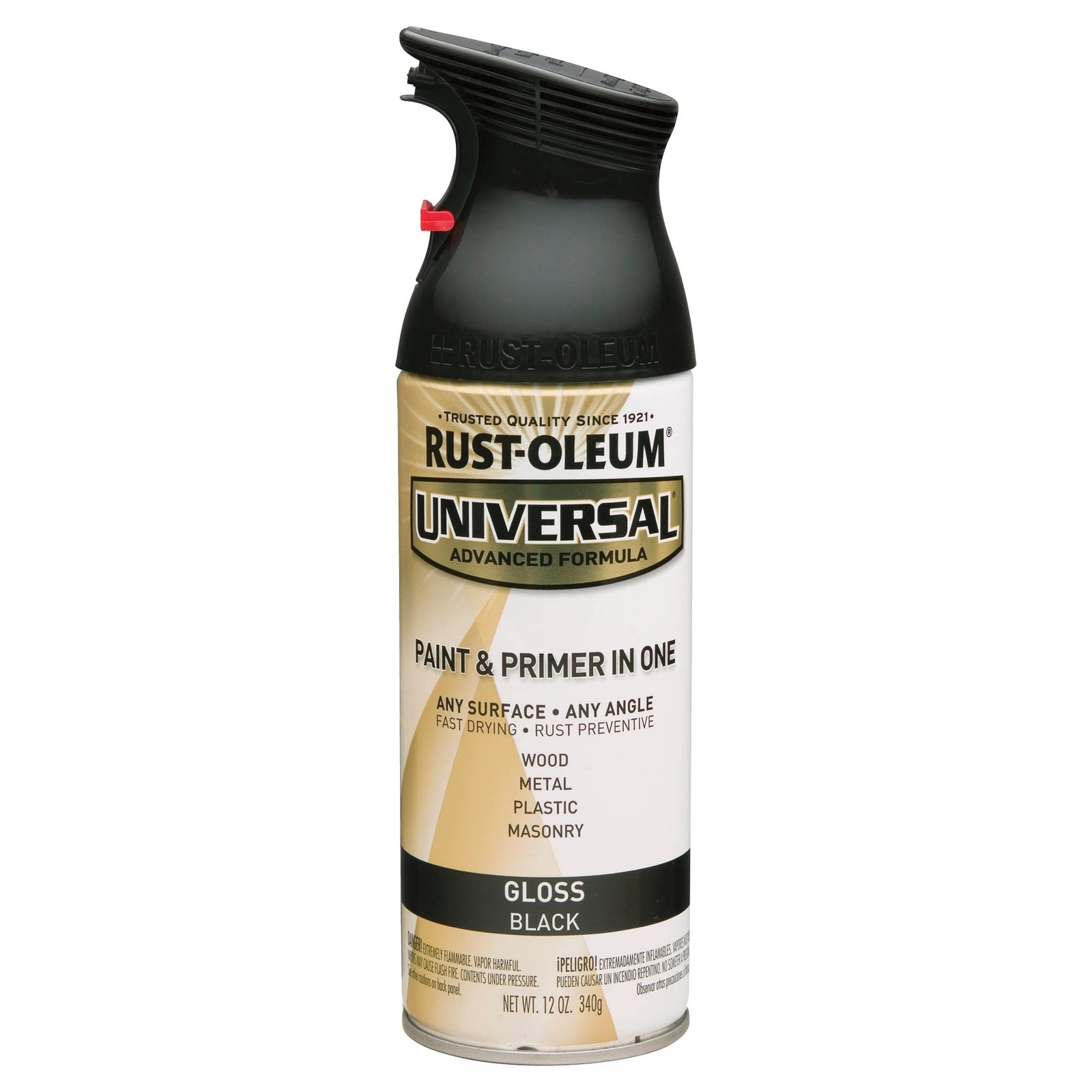 Rust Oleum Universal Black Spray Paint 12 Ounce All Surface Oil Based Gloss F…