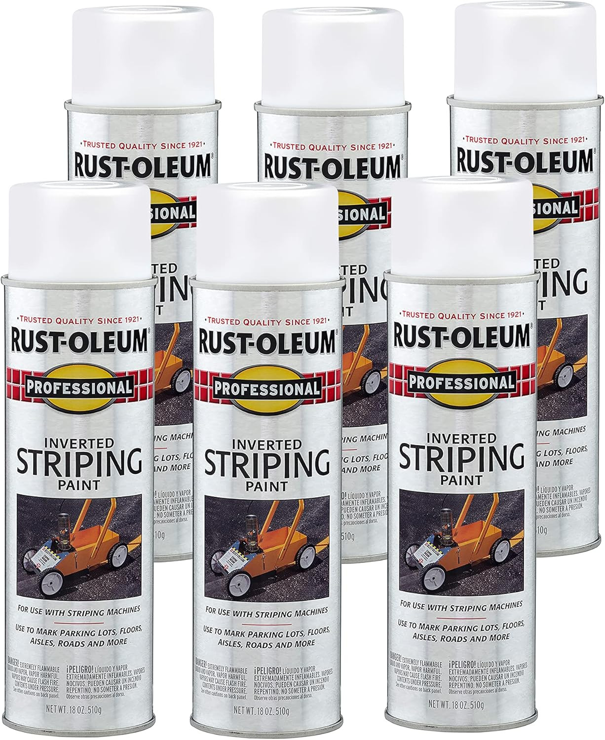 Rust-Oleum Professional Inverted Striping Spray Paint 18oz 6-Pack Bright Marking