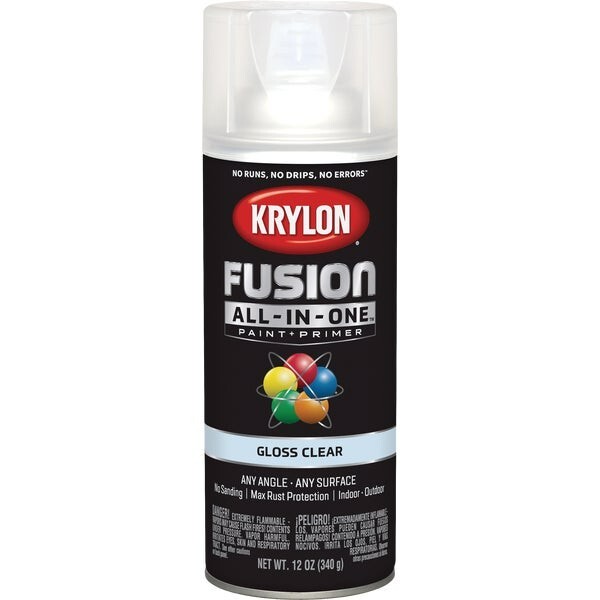 6-Krylon Fusion All-In-One Gloss Spray Paint & Primer, Clear Model: K02705007