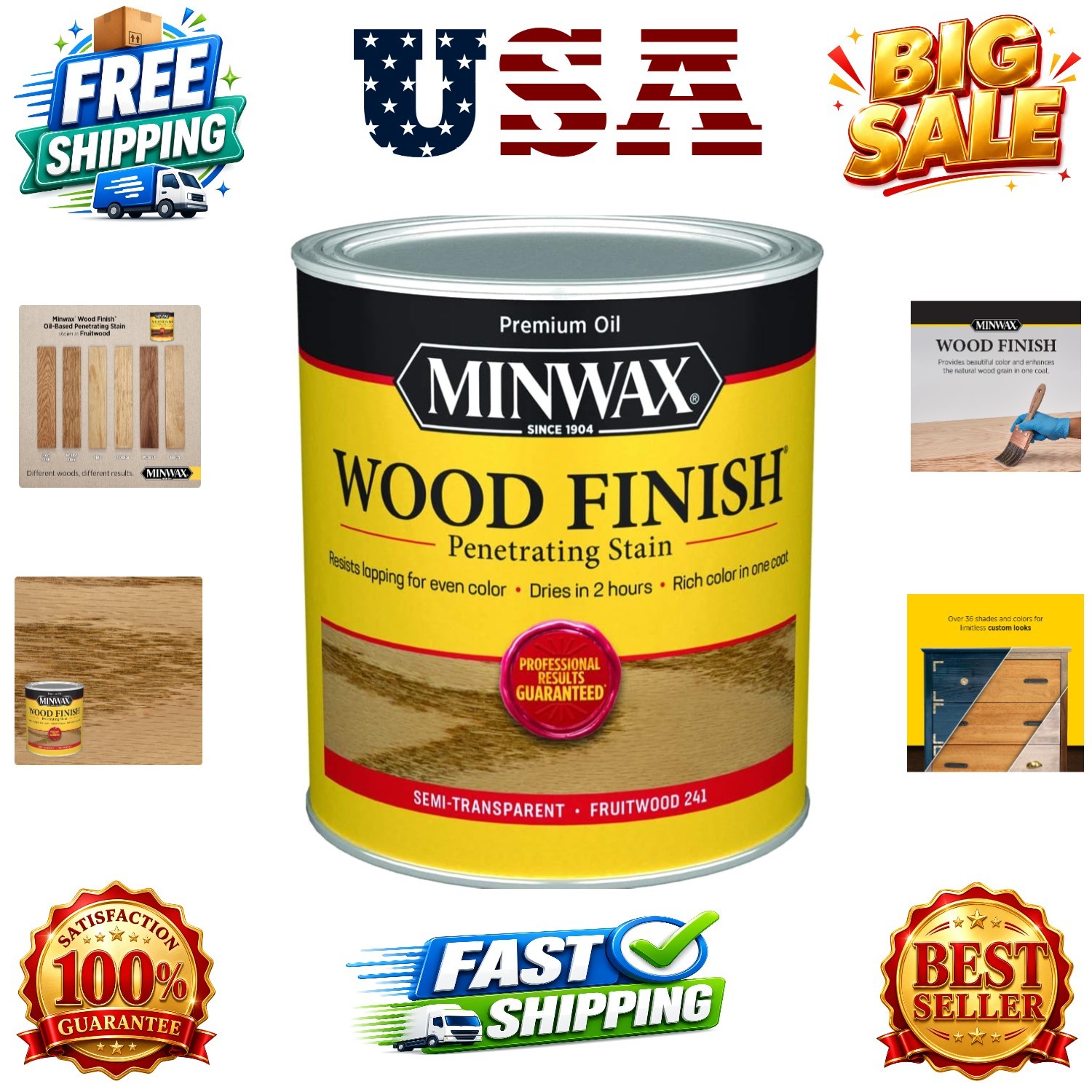 1 qt 70010 Fruitwood Wood Finish Oil-Based Wood Stain