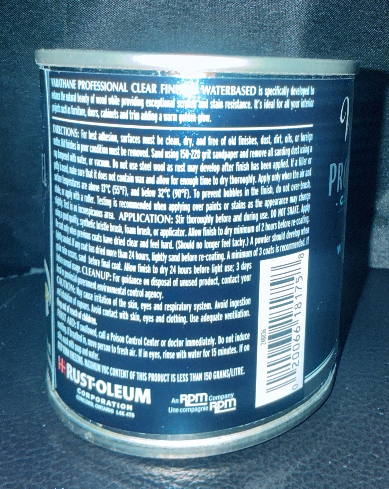New Rust-Oleum VARATHANE POLYURETHANE Clear Finish Gloss Water Based 8oz 236 ML