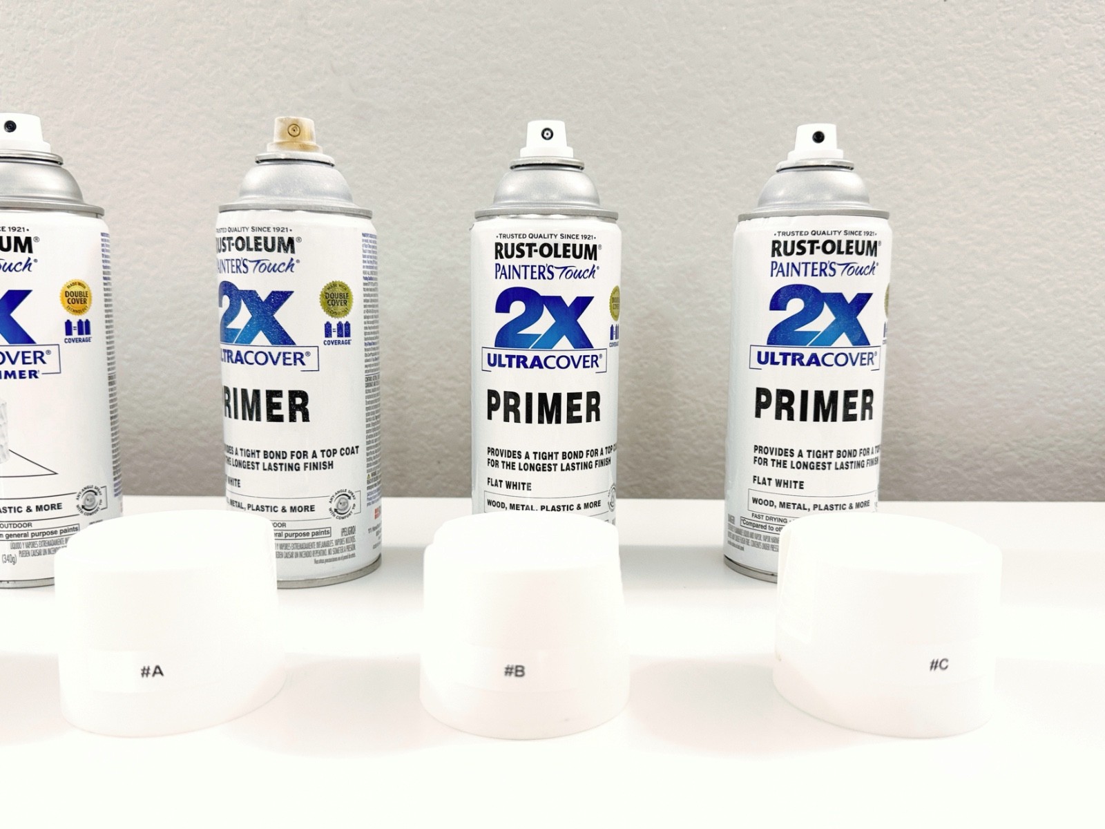 Rustoleum Spray Paint White + Primer Set, 1 New 3 Used, Sold As Is 4pcs