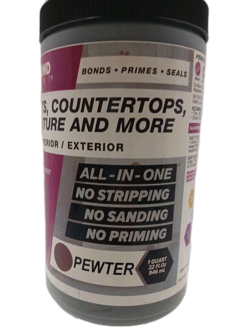 Beyond Paint All-in-One Refinishing Paint 32 Fl Oz (Pack of 1) Pewter Sealed