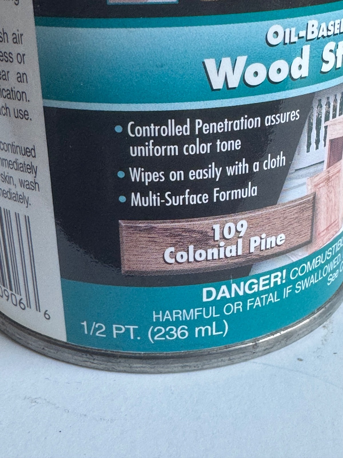 1 Zar Interior Stain 109 Colonial Pine 1/2 pint NEW