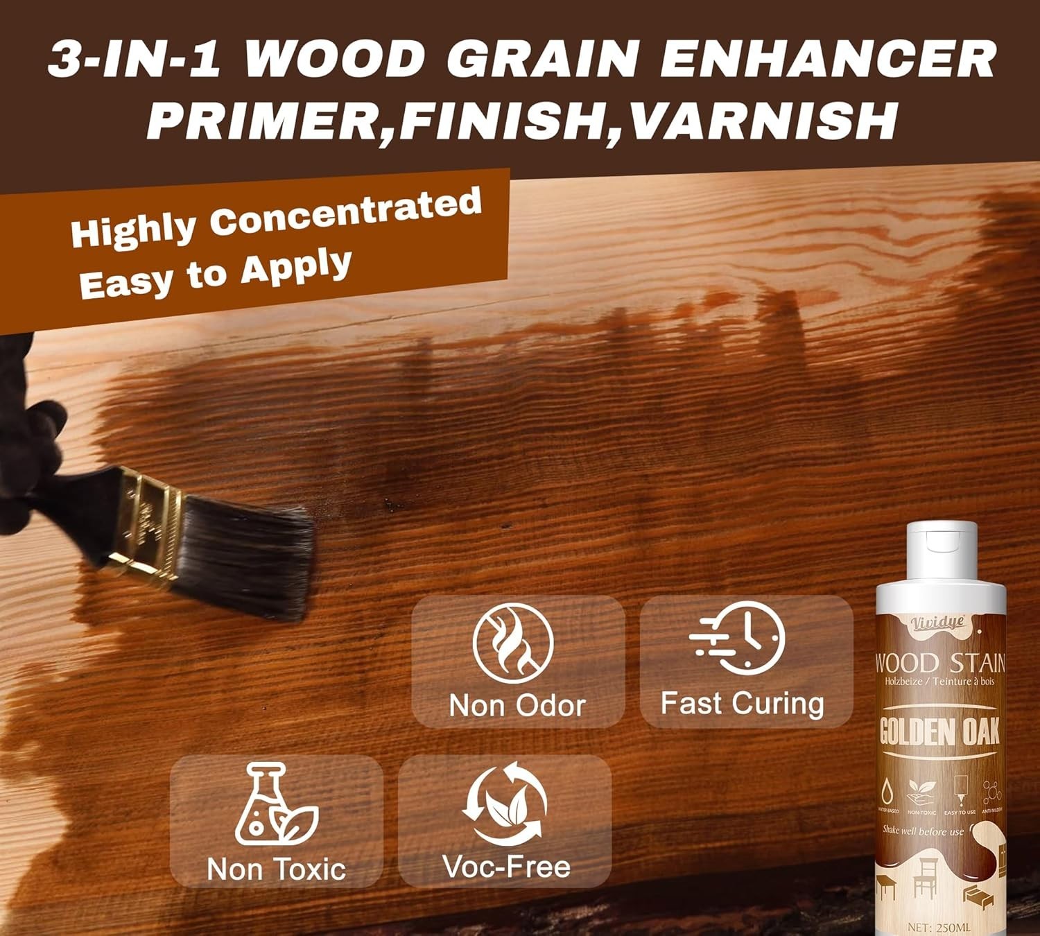 Wood Stain, 8.5Oz/250Ml Water Based Wood Stain for Indoor and Outdoor Furniture,