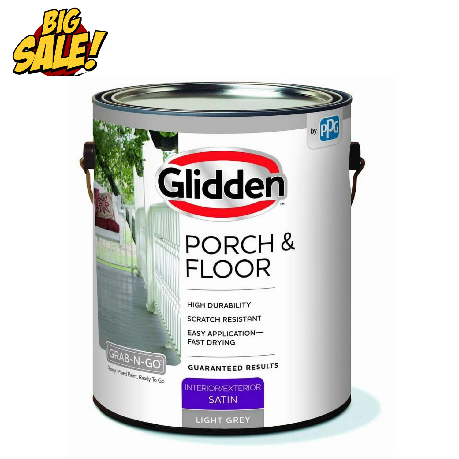 Glidden Porch Floor Paint Primer 1Gal Light Gray Satin Interior Exterior