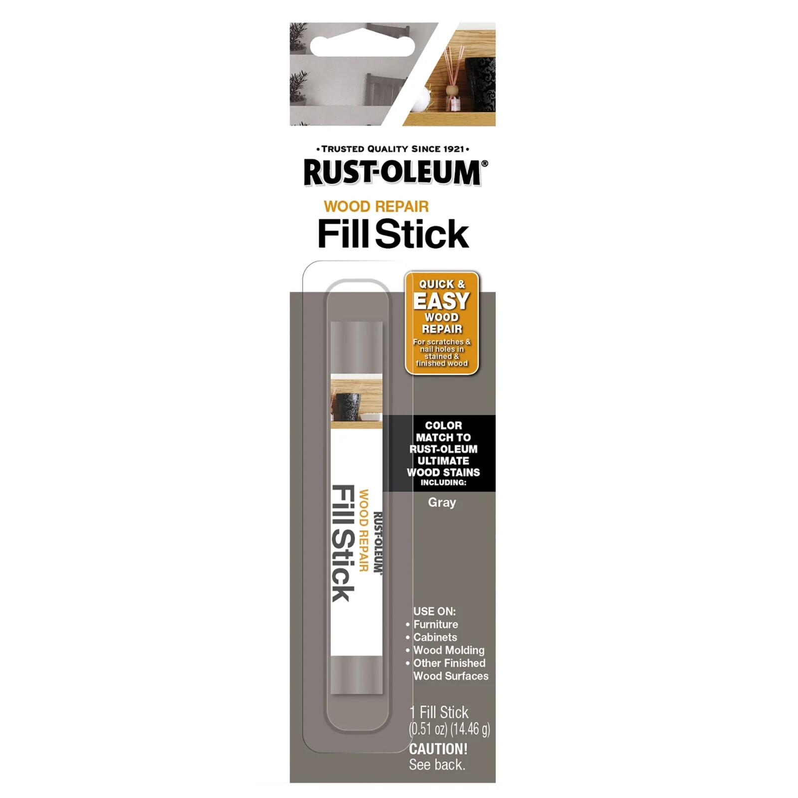 Rust-Oleum Wood Repair Fill Stick, Gray, Quick & Easy Wood Repair 0.51 oz. -1pk