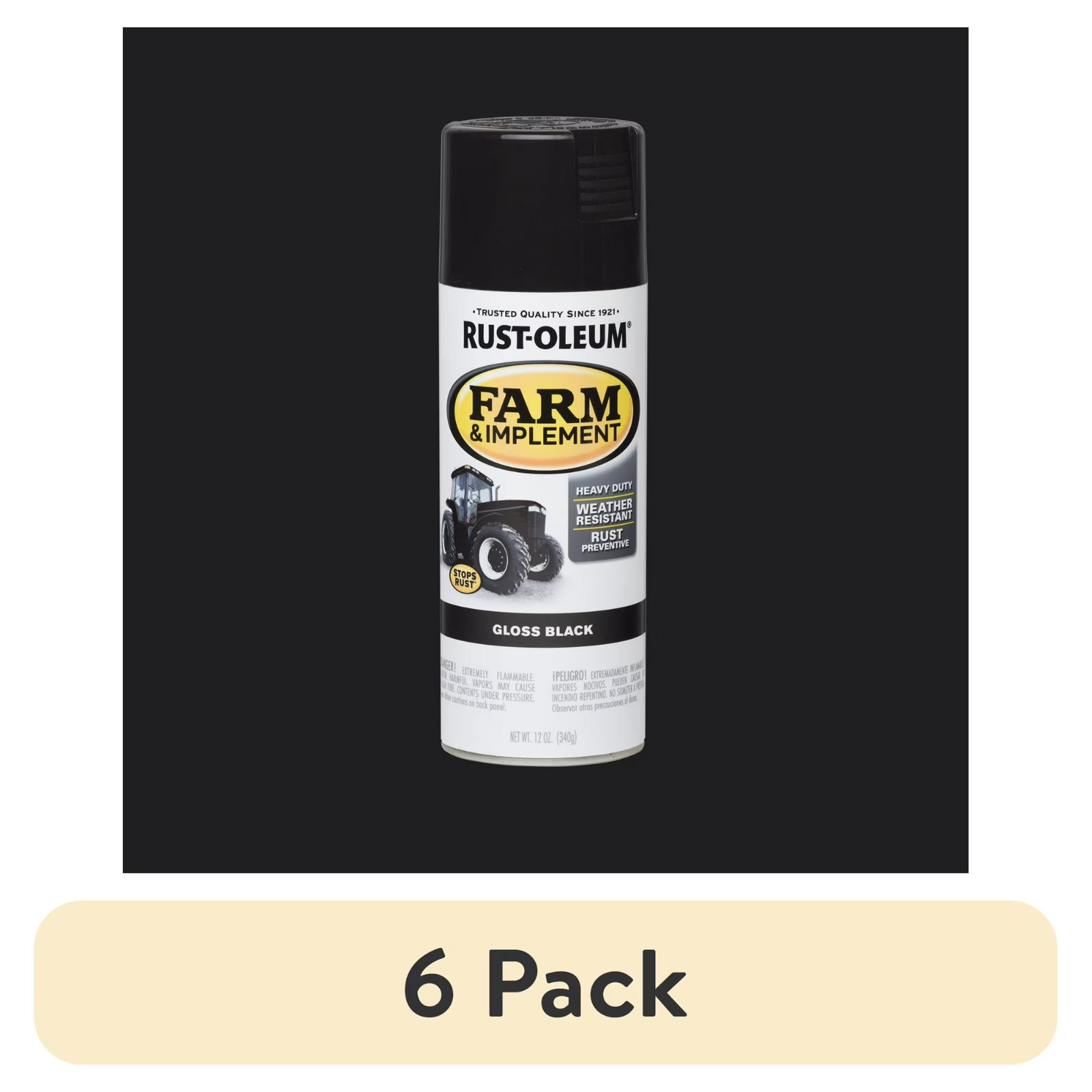6Pack Black Rust-Oleum Specialty Farm & Implement Gloss Spray Paint-280123 12 oz