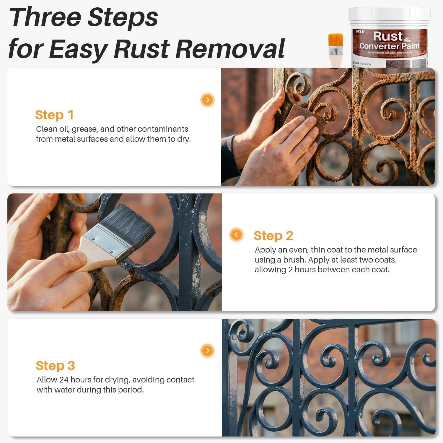 User-Friendly 2-in-1 Rust Converter & Metal Primer – 17oz, All-Metal Application