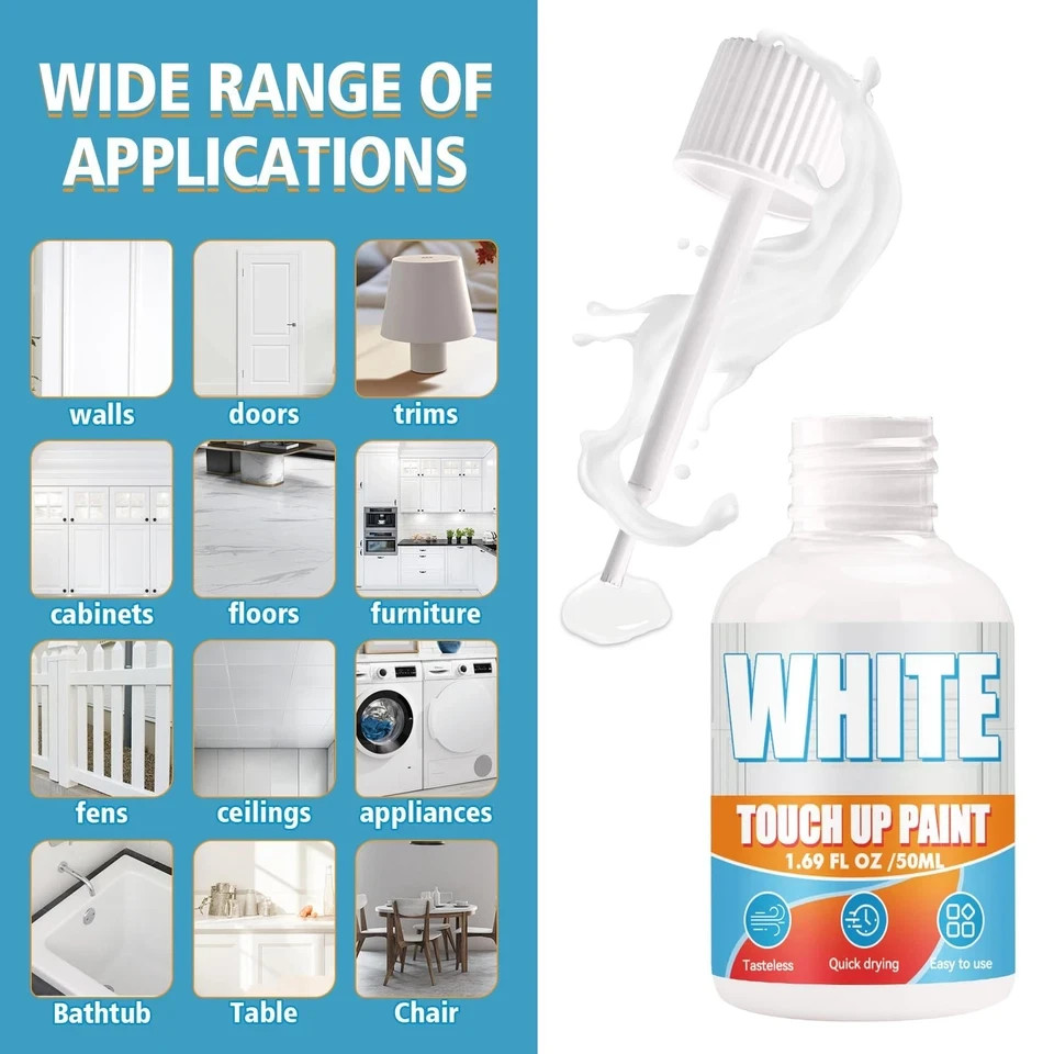 White Touch up Paint Pen, White Paint for Wall, Door, Cabinets, Furniture, Ename