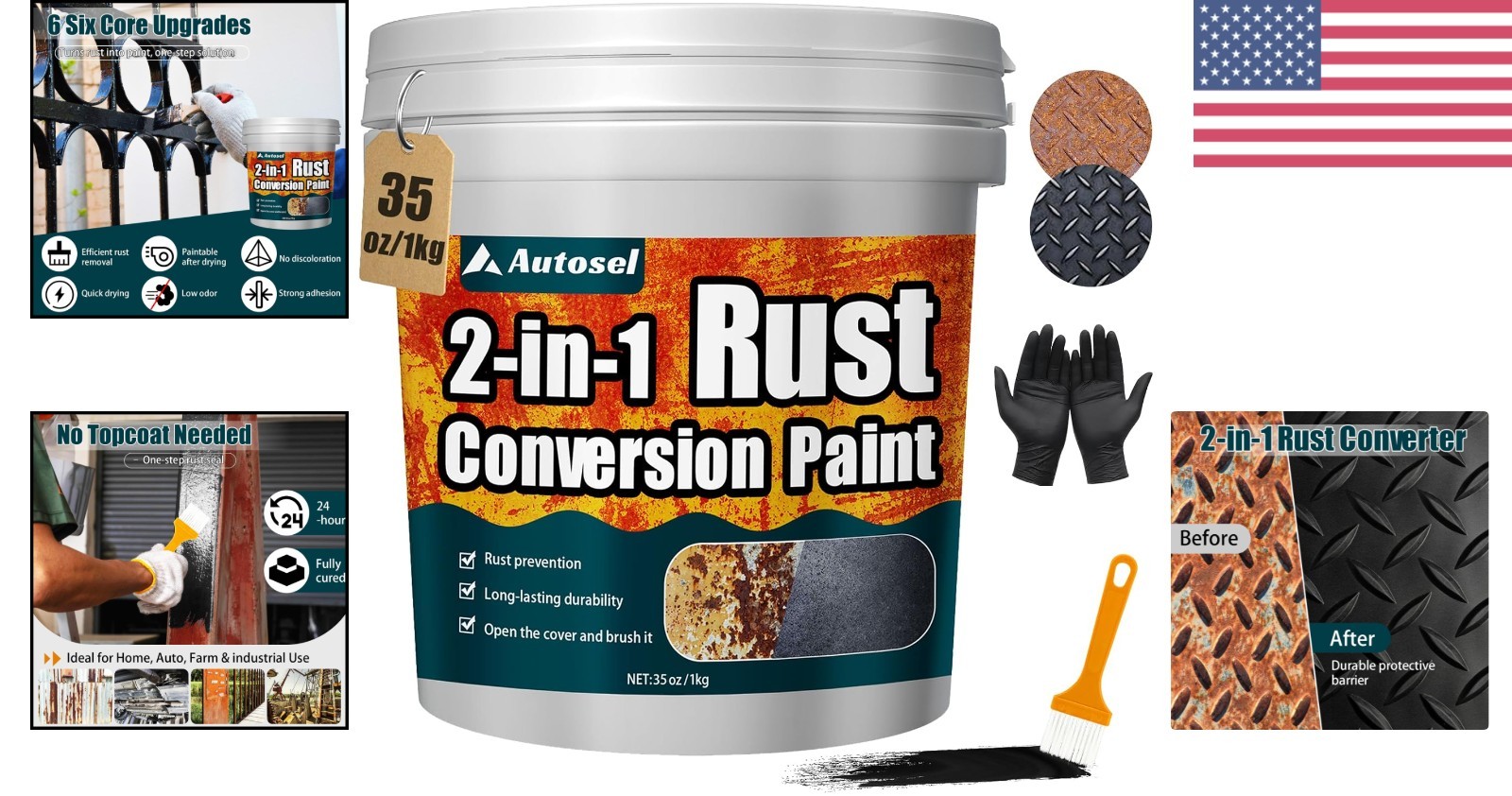 Heat-Resistant Rust Inhibitor Paint 35 oz Black for Automotive Marine Industrial