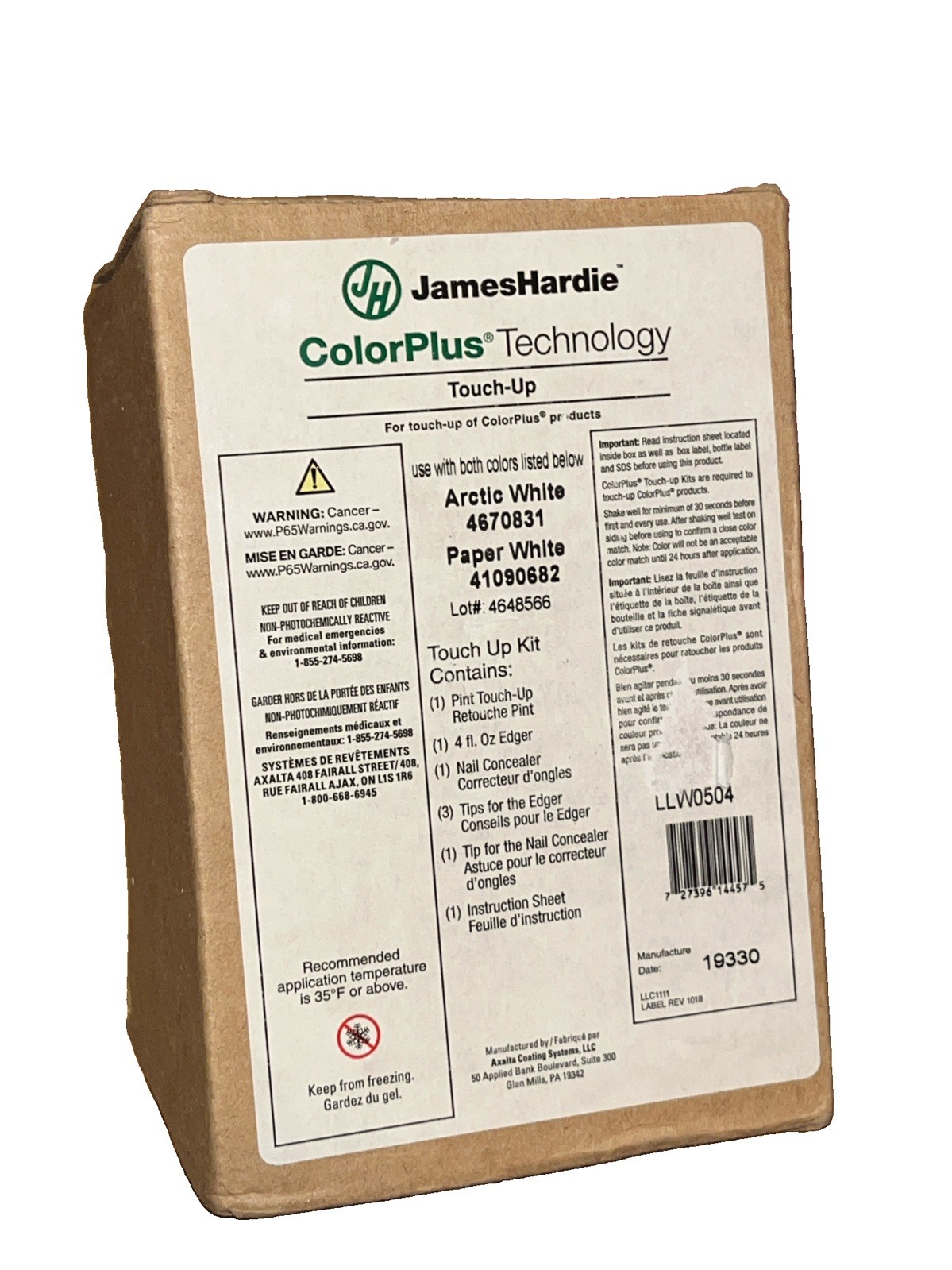 James Hardie Touch Up Kit 1 Pint Arctic White Paper White 4670831 41090682