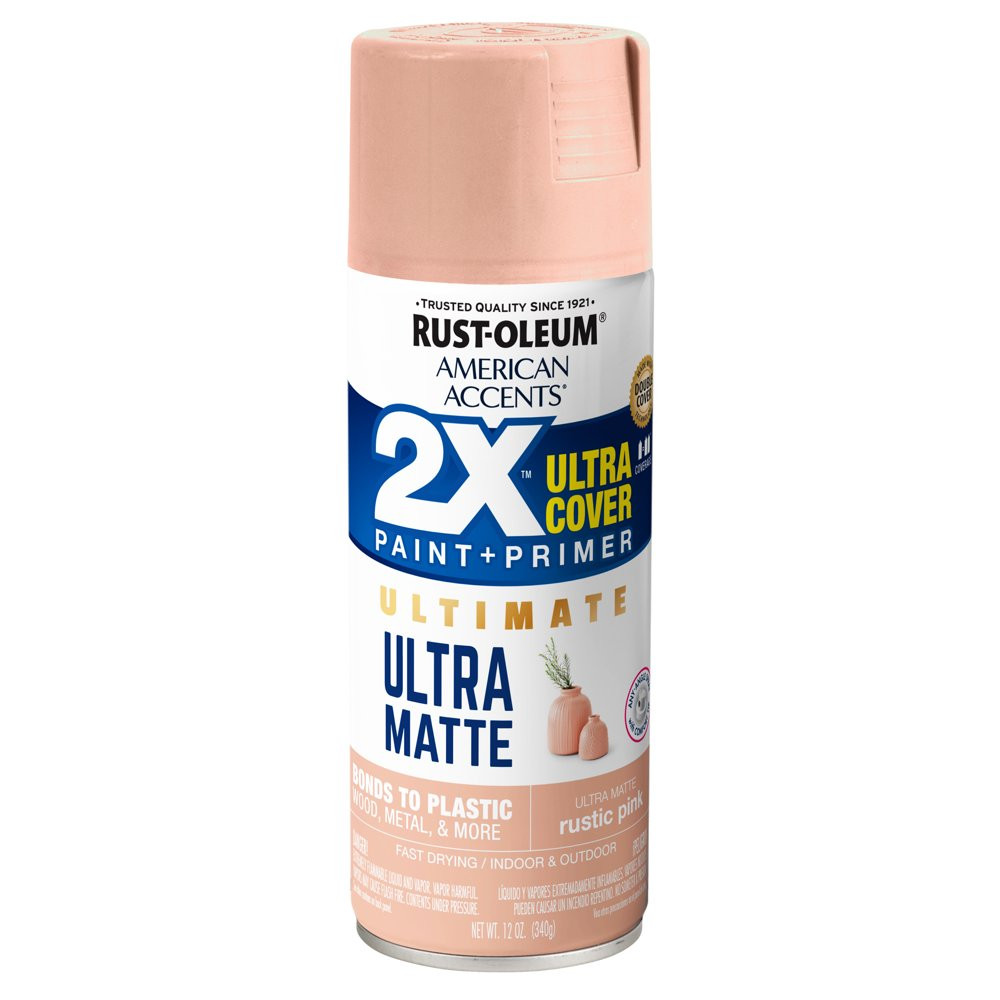 All Surfaces 2X Ultra Cover Ultra Matte Rustic Pink Spray Paint & Primer 12 Oz
