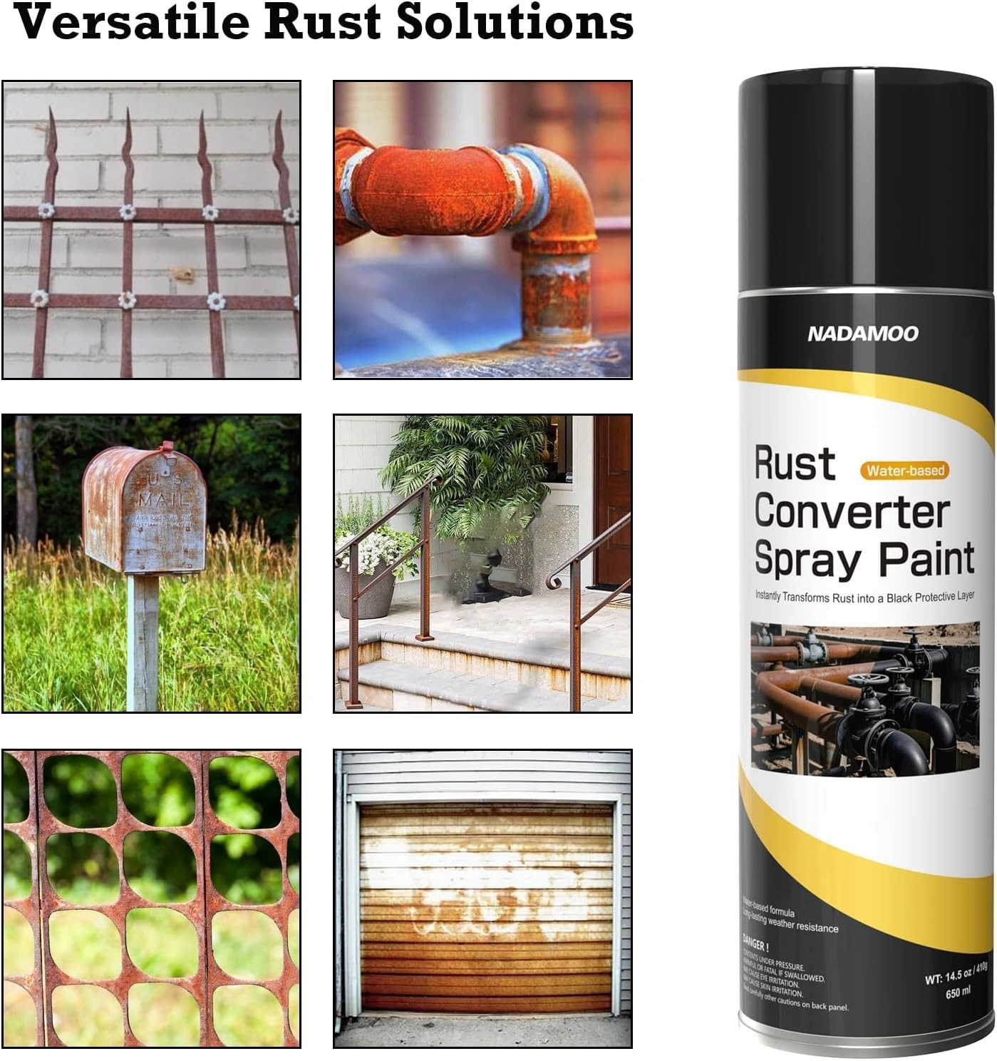 Protective Black Matte Rust Converter Spray Paint – 650ml, 15-17 Sq.ft Coverage