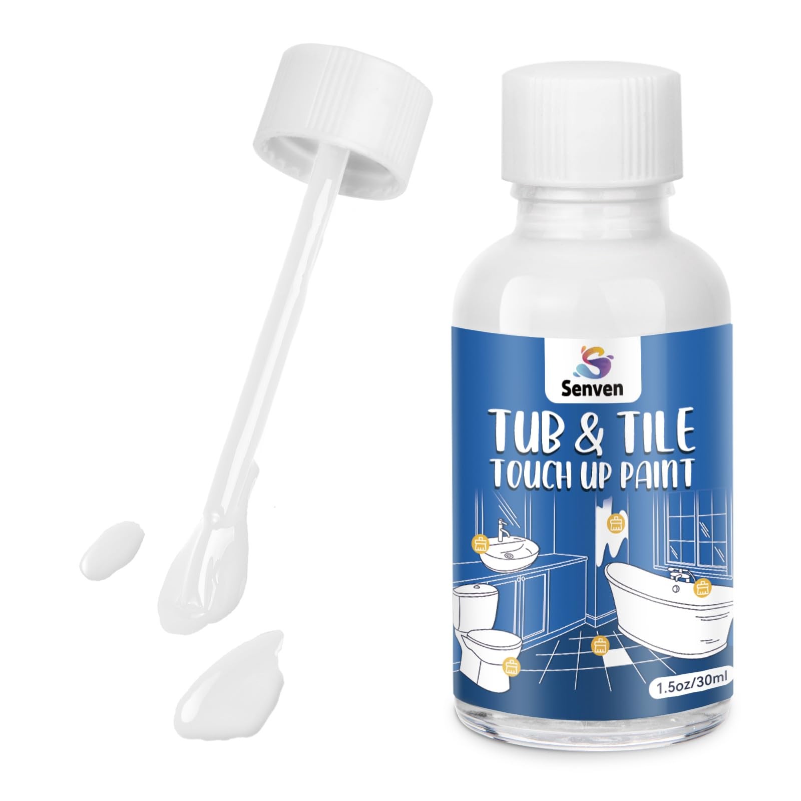 Tub Tile Gloss White Paint Touch up Paint Kit for Bathtub Porcelain Repair Scrat