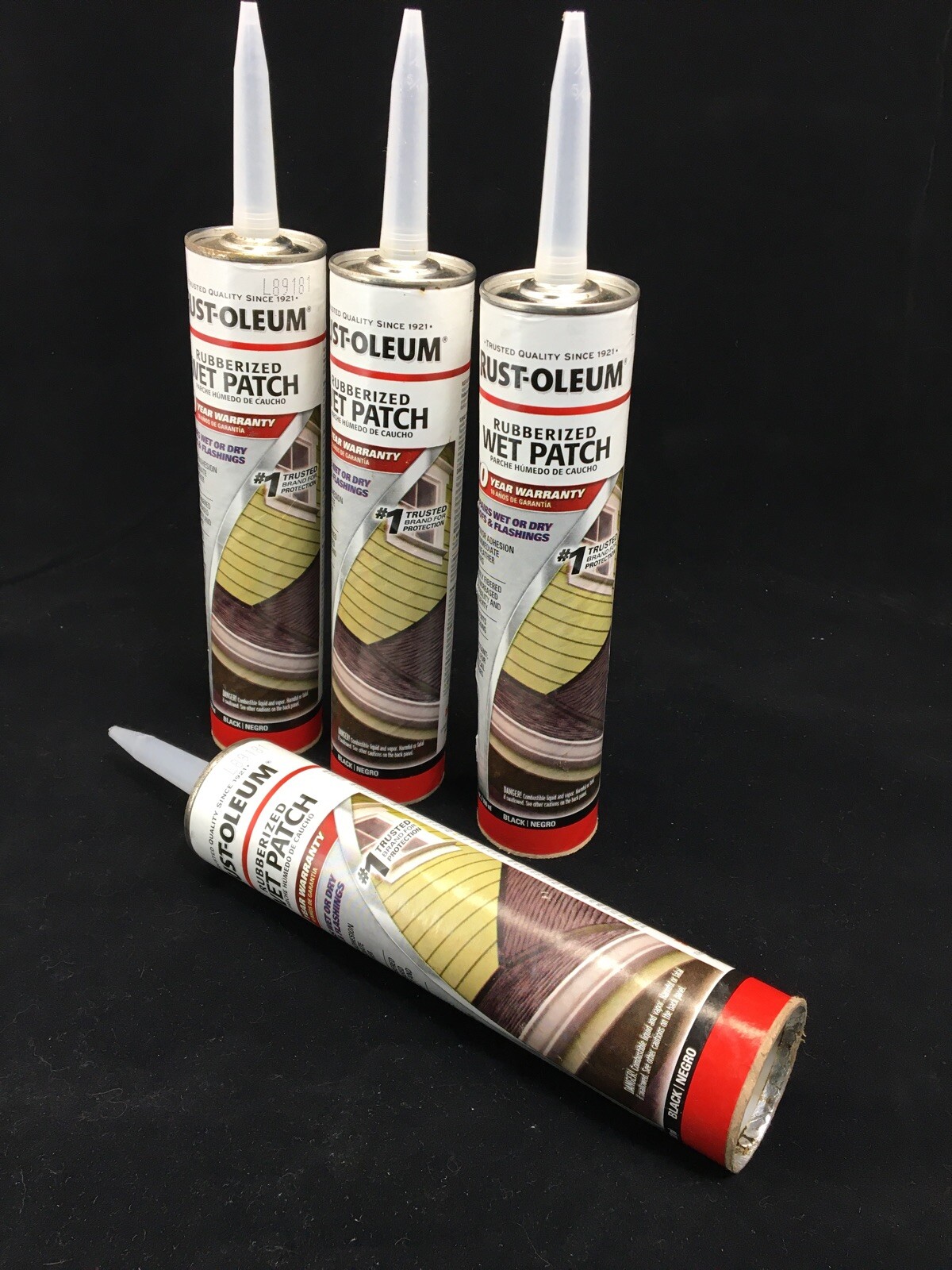 RUBBERIZED WET PATCH 10.1 OZ REPAIR ROOF FLASHING BLACK RUST OLEUM® #1 CARTRIDGE