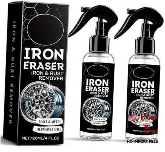 Iron Eraser Rust Remover Spray, Iron Powder Remover Spray for Car Wheels and