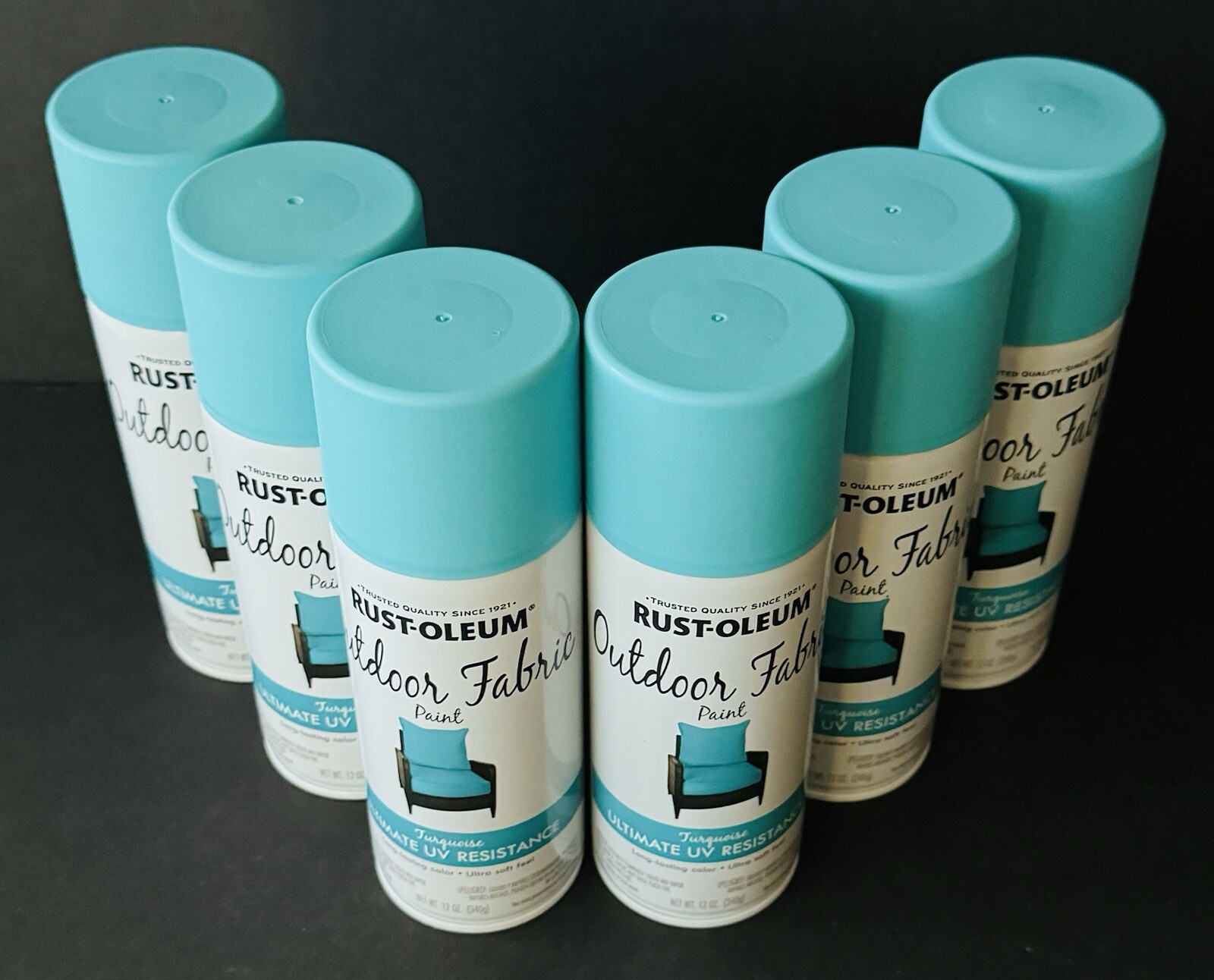 Rust-Oleum 358842 Outdoor Fabric Paint “TURQUOISE”, 12oz (6 Pack)