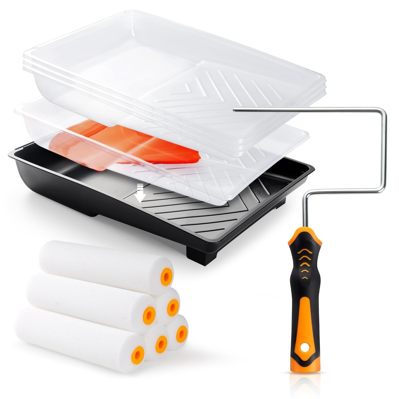 12 Pcs 6 Inch Paint Roller Kit with High-Density Foam Paint Roller, Paint Tra…