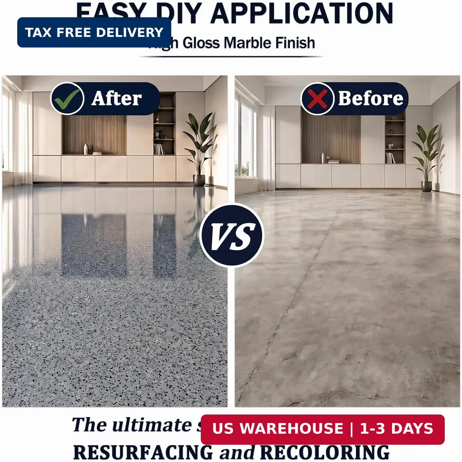 Epoxy Colored Sand Floor Paint for Concrete, Self-Leveling Coating | High-Gloss,