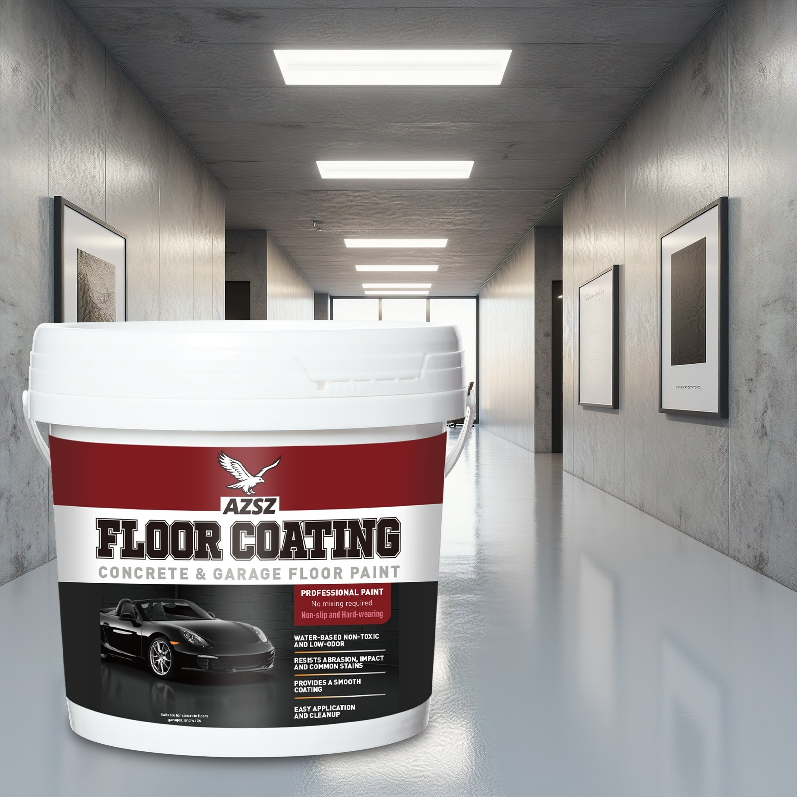 10Gal Acrylic Floor Concrete Paint, Indoor Outdoor Garage Floor Driveway Coating