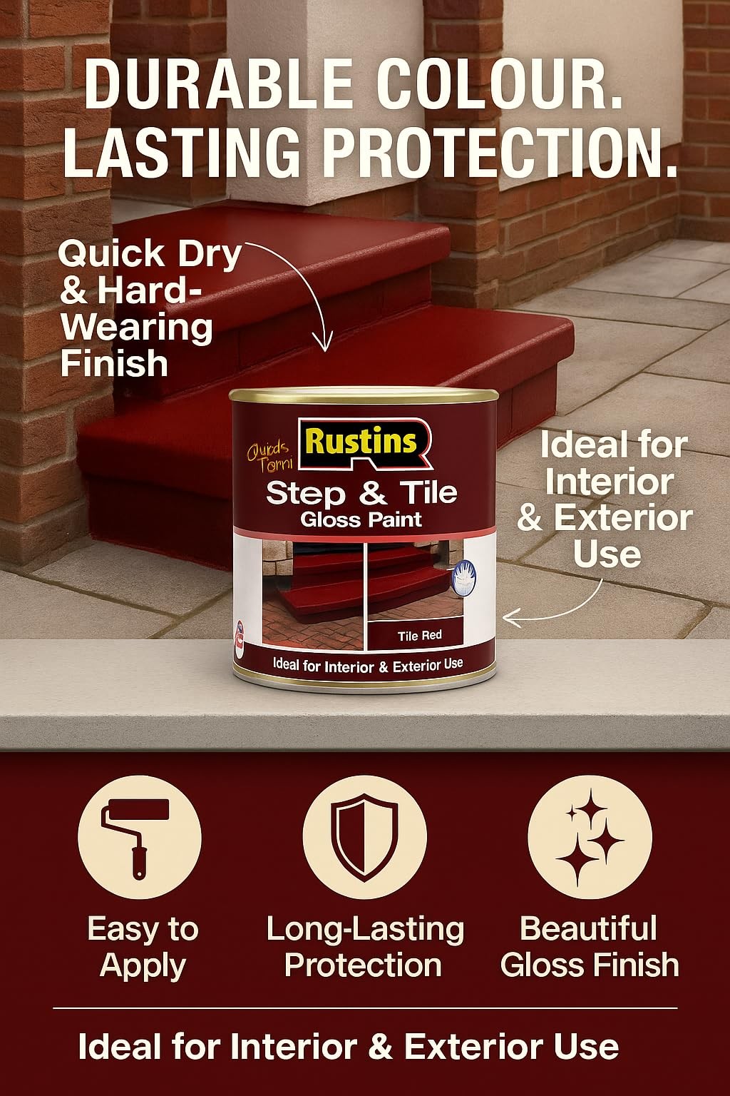 Rustins Quick Dry Step And Tile Paint Red 500 Ml Pack Of 1