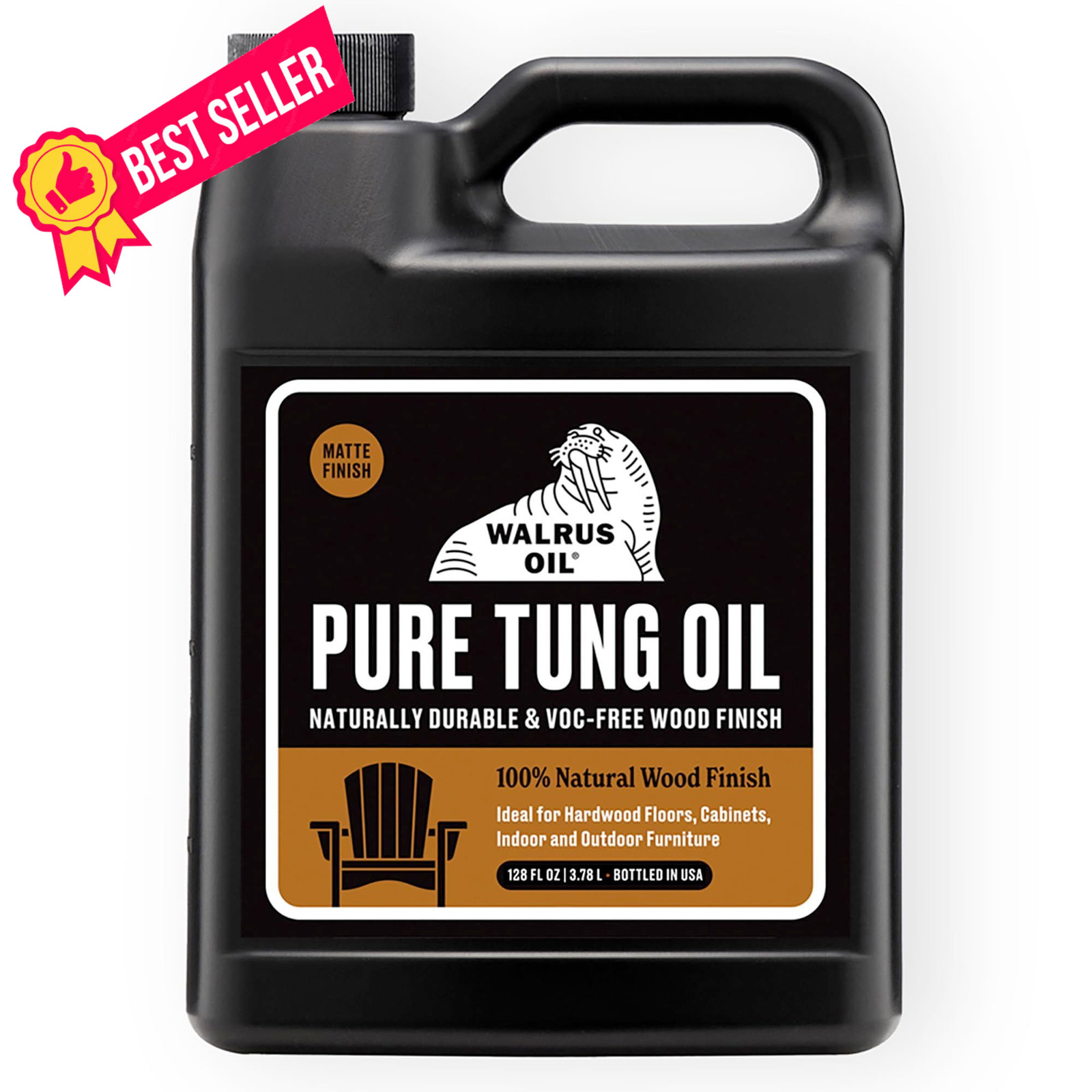 Walrus Oil – 100% Pure Tung Oil, Wood Finish for Any 128 oz, Black