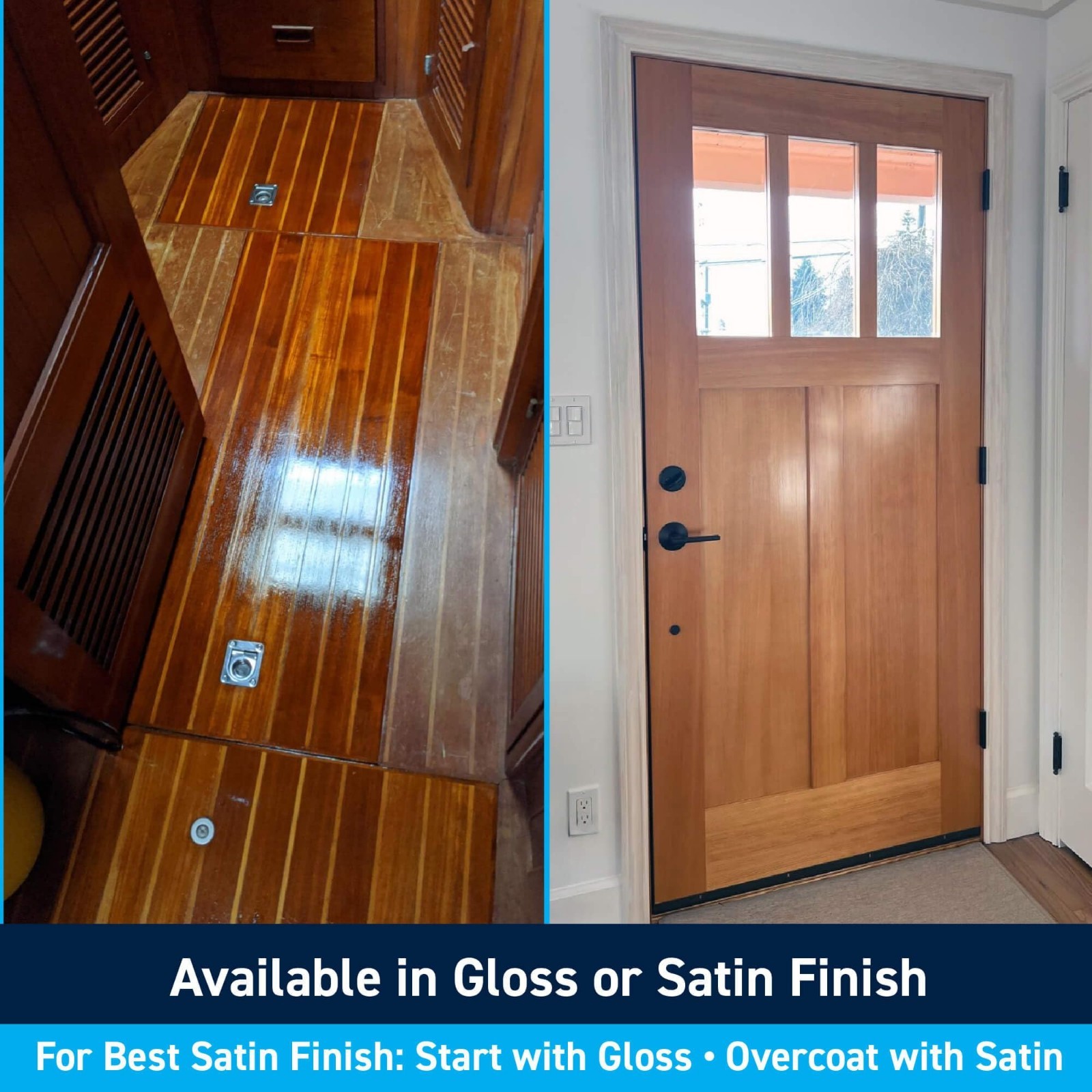 Marine Spar Varnish Gloss & Satin Polyurethane Finish for Wood, Boats, Outdoor F