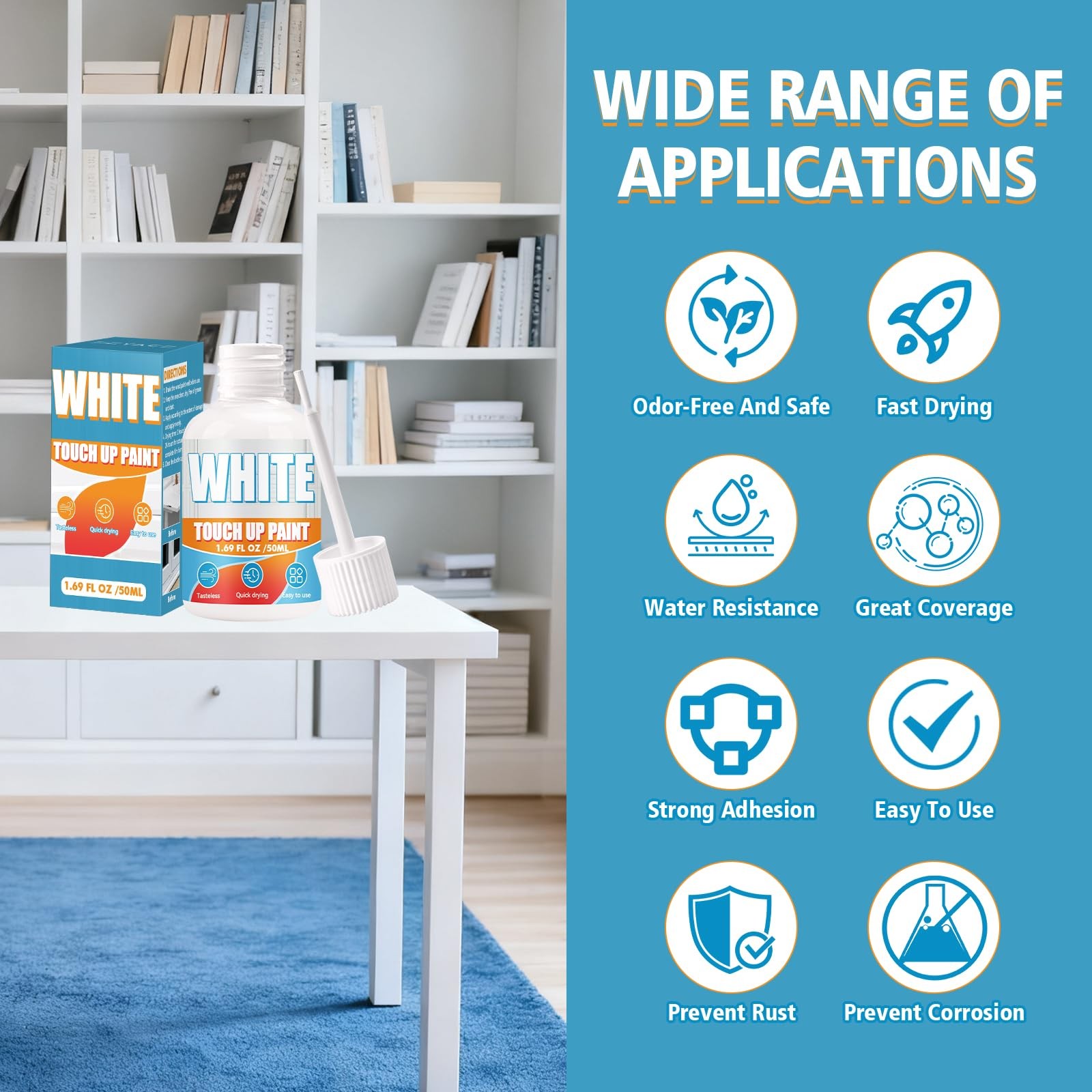 White Touch Up Paint Pen, Multi Surface White Paint for Wall, Door, Cabinets,…
