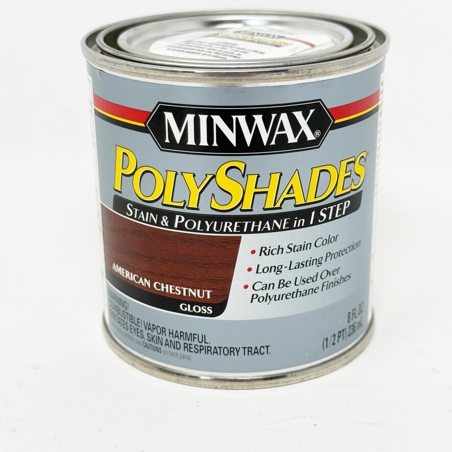 Minwax 21390 Polyshades AMERICAN CHESTNUT GLOSS Stain & Polyurethane 1/2 pt NEW