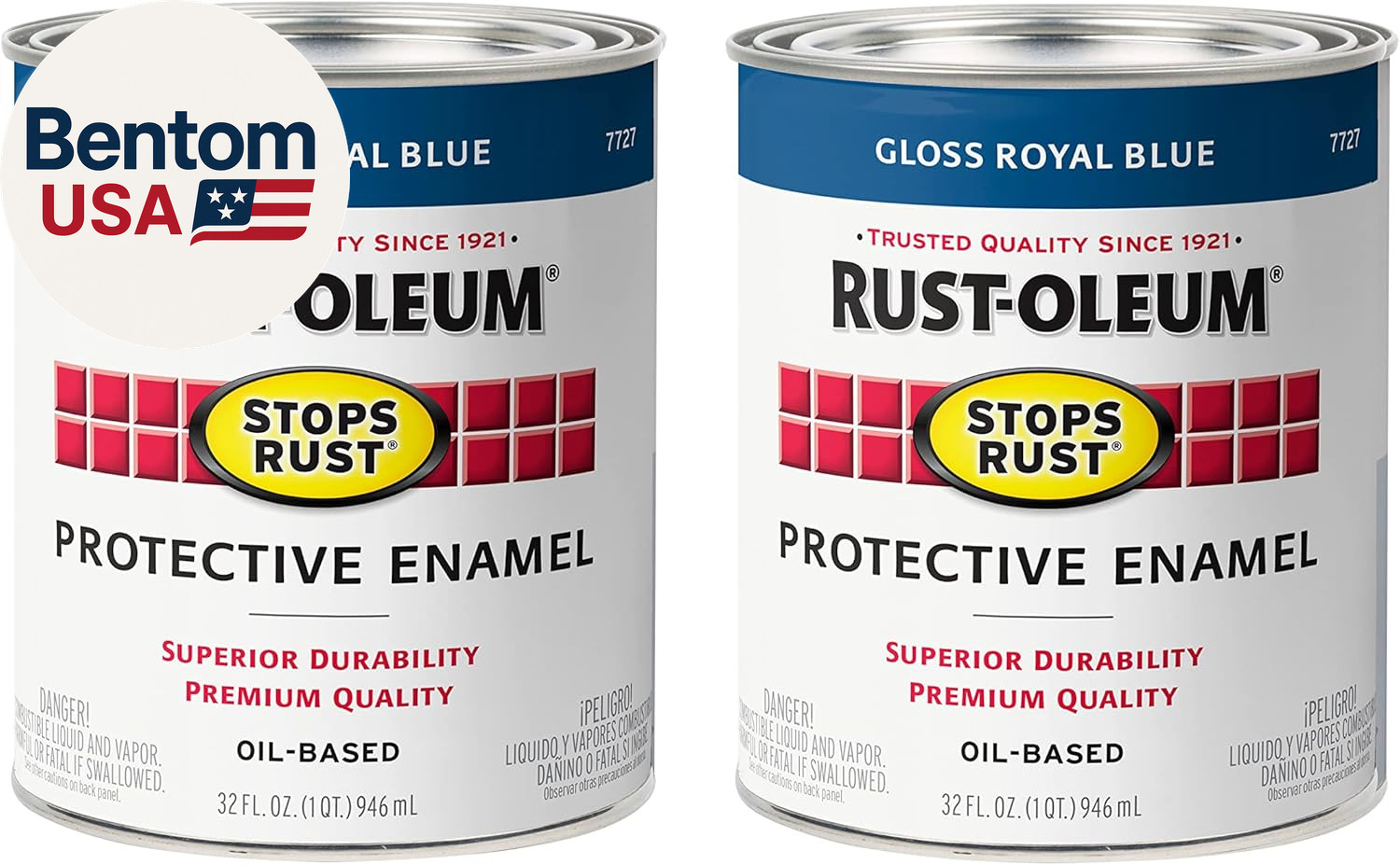 7727502-2PK Stops Rust Brush on Paint, Quart, Gloss Royal Blue, (Pack of 2)
