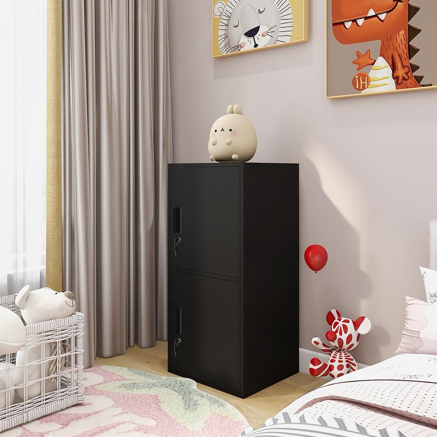 2 Door Metal Vertical Storage Locker for Kids Bedroom, Children Room, School,…