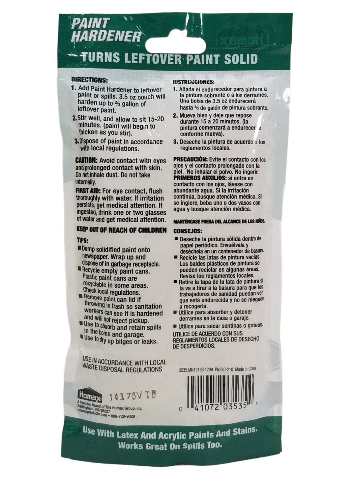 (2-LOT) Homex Paint Hardener 3.5 oz Latex & Acrylic Paint Solidifier FREE SHIP