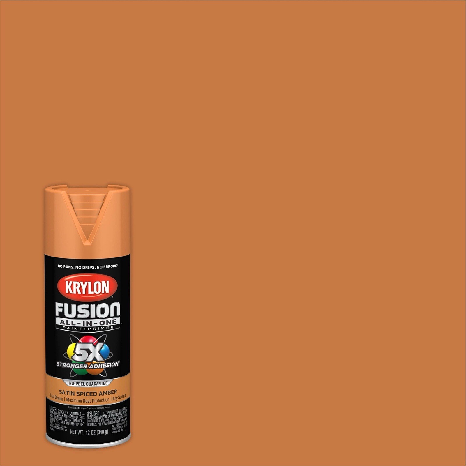Krylon Fusion All-In-One Spray Paint + Primer, Satin Spiced Amber, 12 Oz.